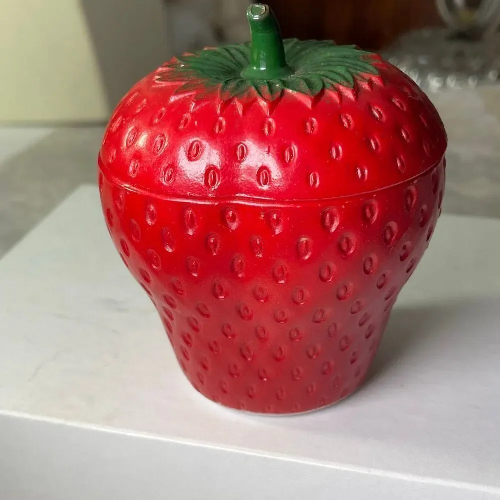 Vintage Hazel Atlas Strawberry Jam jar 3.5” APPRX
